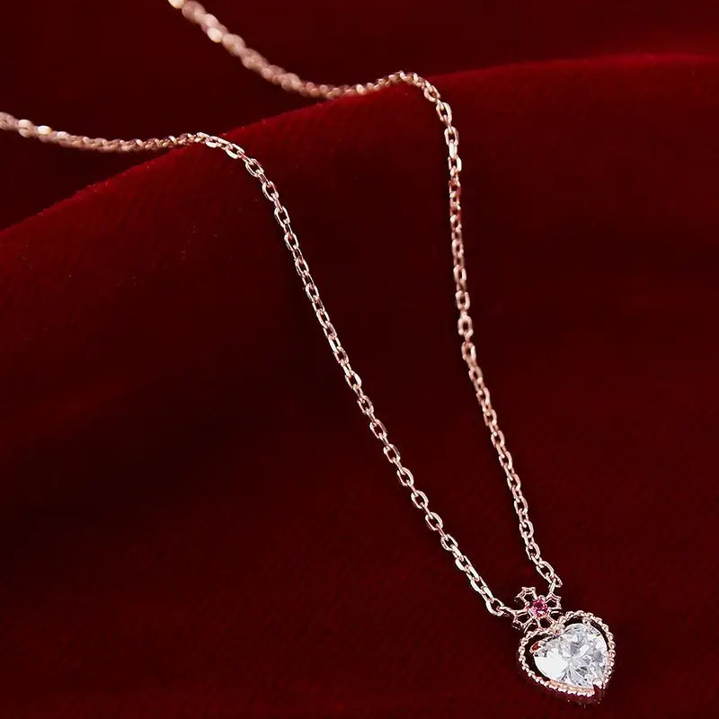 Saint Tail x Clue - Saint Crystal Heart 10K Gold Necklace - CLUE - Jewelry - Harumio