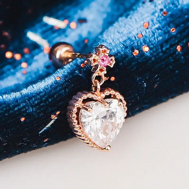 Saint Tail x Clue - Saint Crystal Heart 10K Gold Piercing - CLUE - Jewelry - Harumio