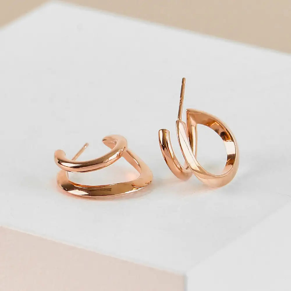 CLUE - Double Hoop Rose Gold Earrings - CLUE - Jewelry - Harumio