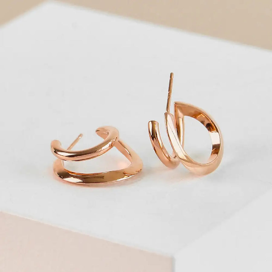 CLUE - Double Hoop Rose Gold Earrings - CLUE - Jewelry - Harumio