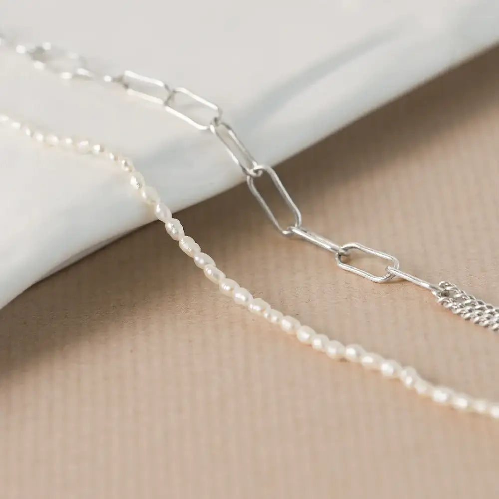 CLUE - Unbalanced Mix Chain Silver Bracelet - CLUE - Jewelry - Harumio