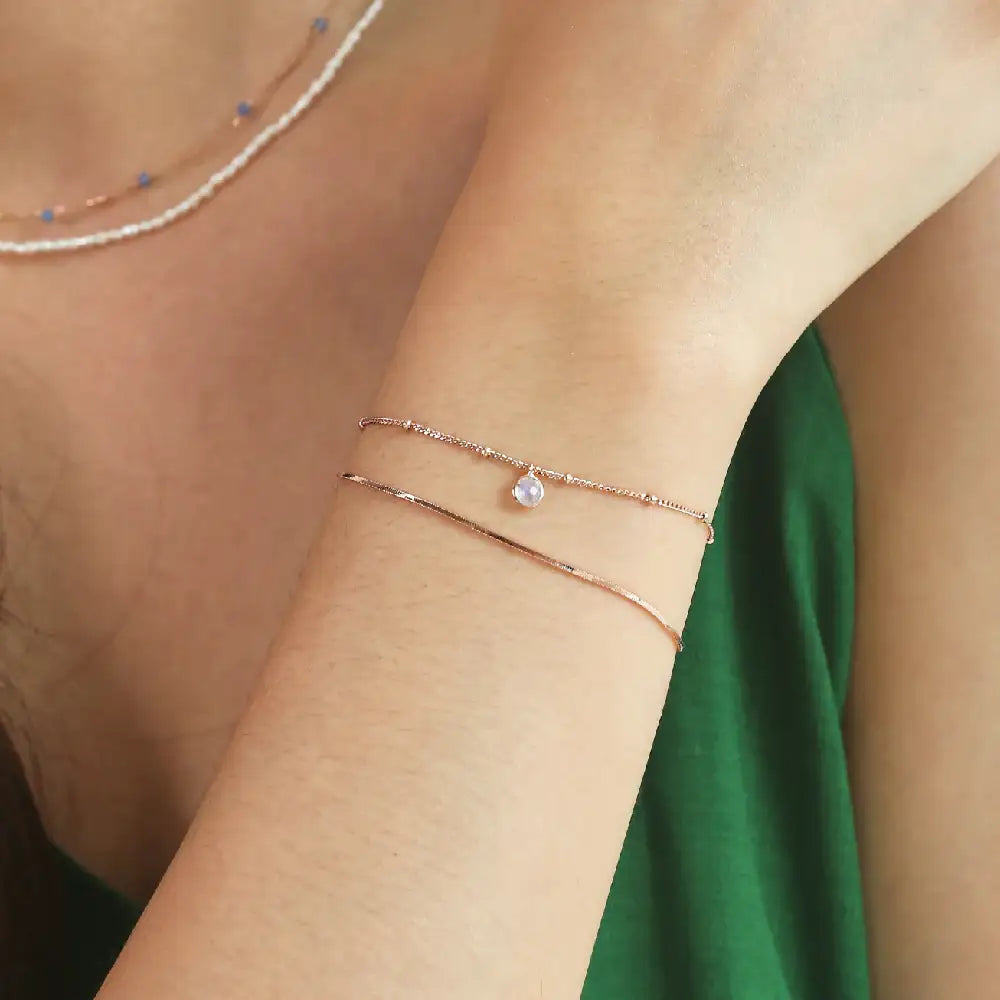 CLUE - Wish Spell Natural Stone Integrated Layered Silver Bracelet - CLUE - Jewelry - Harumio