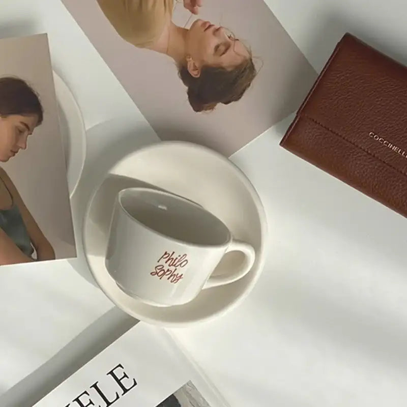 Like A Cafe - Philosophy Brown Square Cup And Saucer Set - Like A Cafe - Home & Living - Harumio