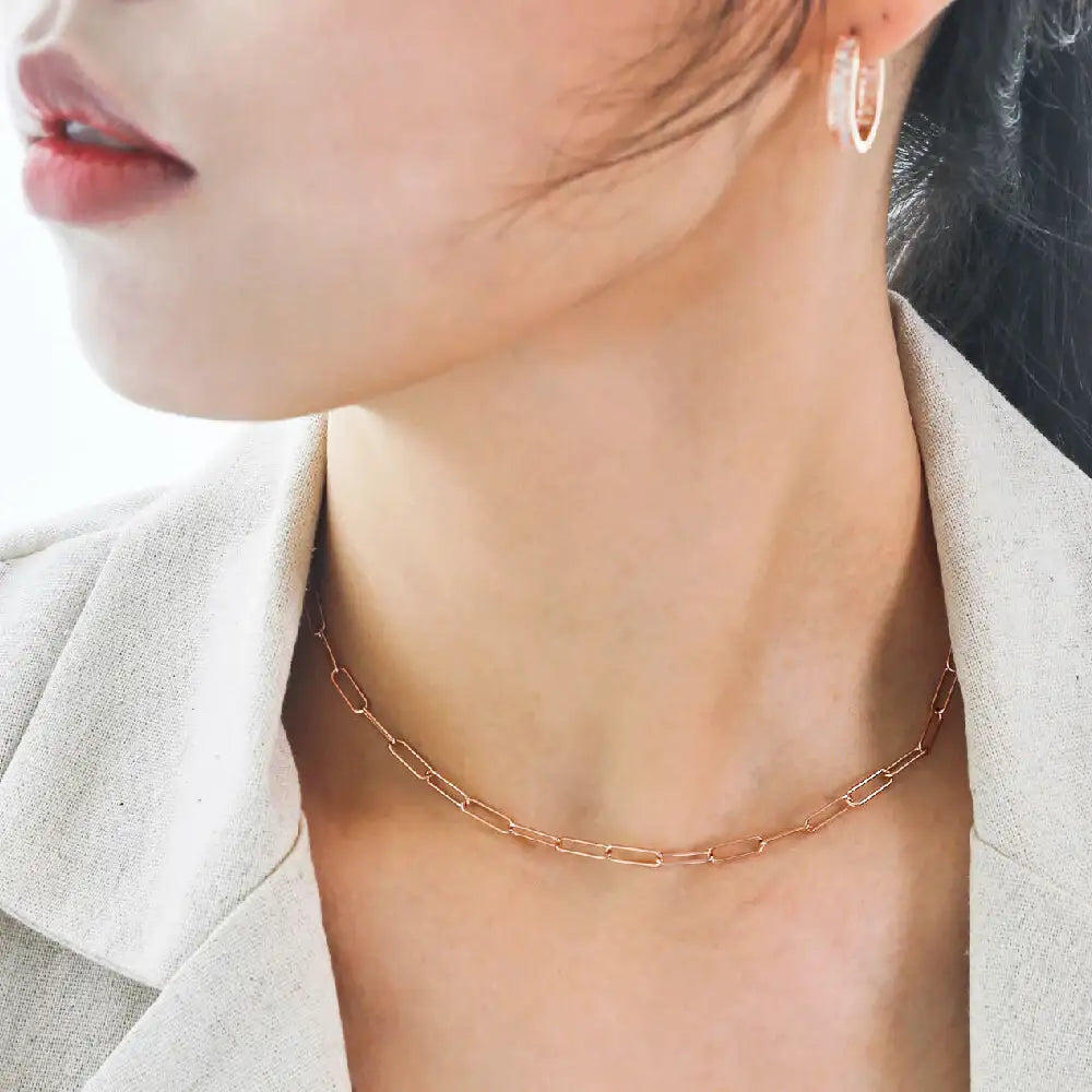 CLUE - Basic Clip Chain Silver Necklace - CLUE - Jewelry - Harumio