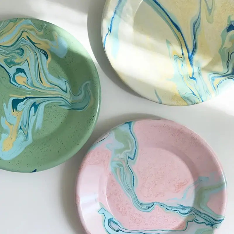 Like A Cafe - Bornn Enamel New Marble - Mug & Small Flat Plate - Like A Cafe - Home & Living - Harumio