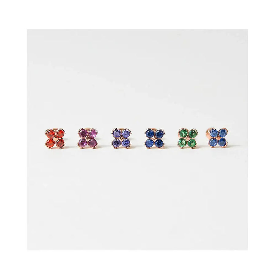 CLUE - Blossom 14K White Gold Ear Pierce (Birthstone) - CLUE - Jewelry - Harumio