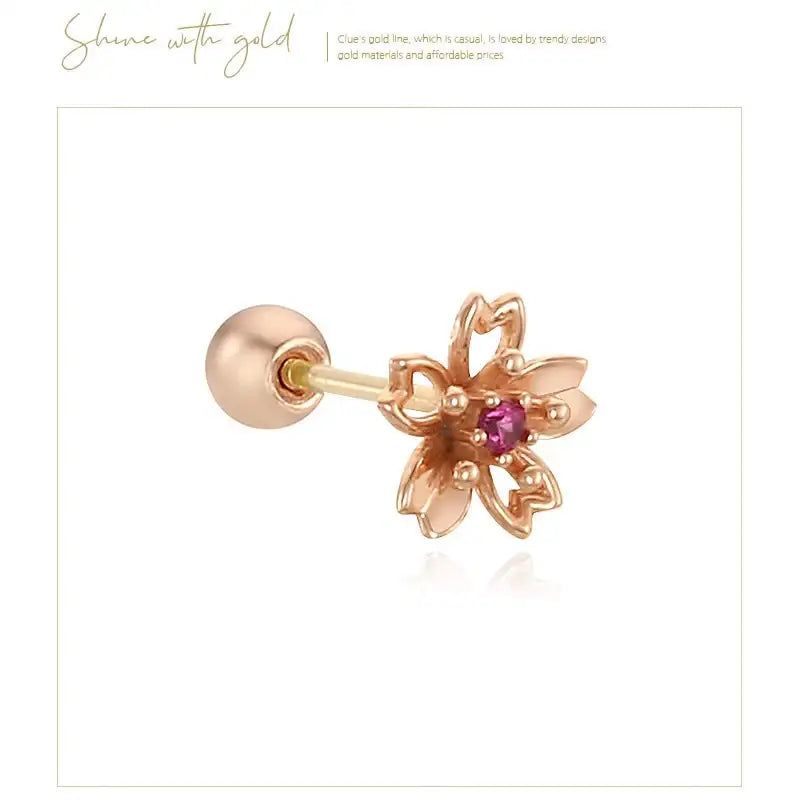 CLUE - Spring Cherry Blossom 10K Gold Ear Pierce - CLUE - Jewelry - Harumio