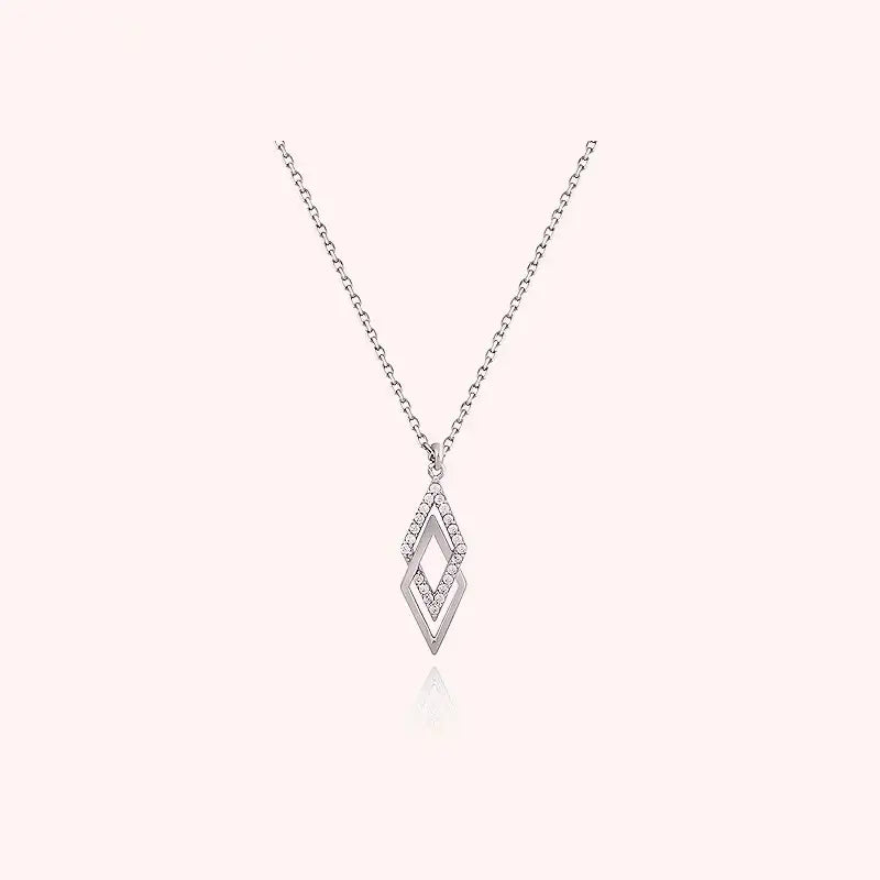CLUE - Double Diamond Shapes Silver Necklace - CLUE - Jewelry - Harumio