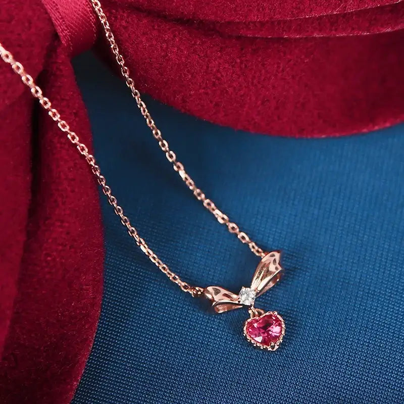 Saint Tail x Clue - Lovely Ribbon Silver Necklace - CLUE - Jewelry - Harumio