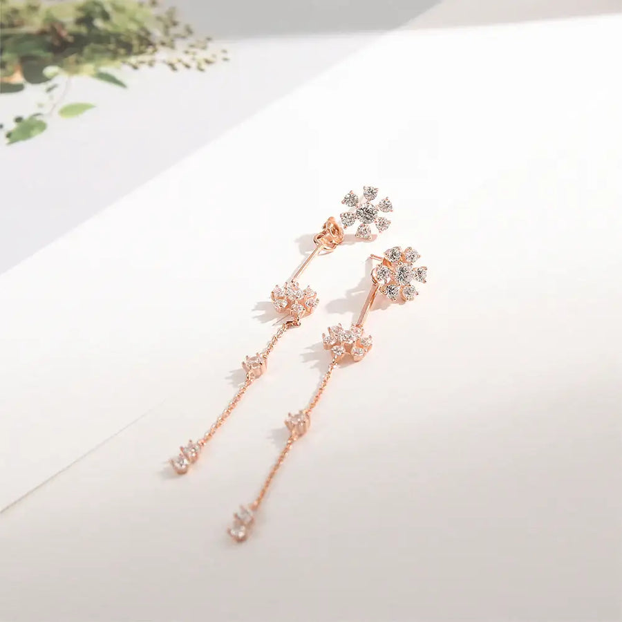 CLUE - Flower Rose Gold Drop Earrings - CLUE - Jewelry - Harumio