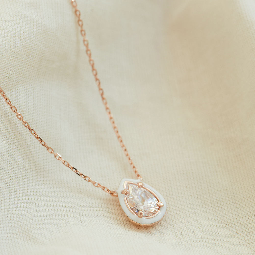 CLUE - C Collection Big Size Color Drop Stone Silver Necklace