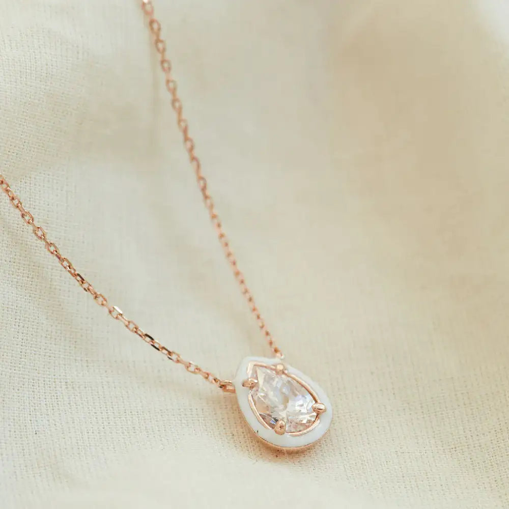 CLUE - C Collection Big Size Color Drop Stone Silver Necklace - CLUE - Jewelry - Harumio