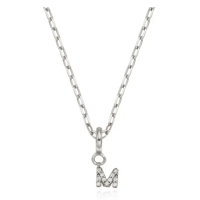 OST - 'M' Initial Silver Drop Necklace - OST - Jewelry - Harumio