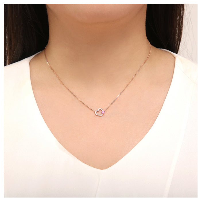 CLUE - Twin Hearts Rose Gold Necklace