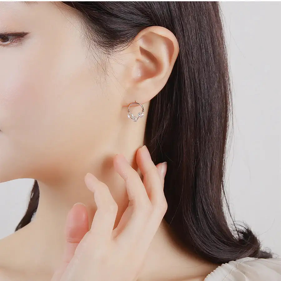 CLUE - Round Water Drop Cubic Silver Earrings - CLUE - Jewelry - Harumio