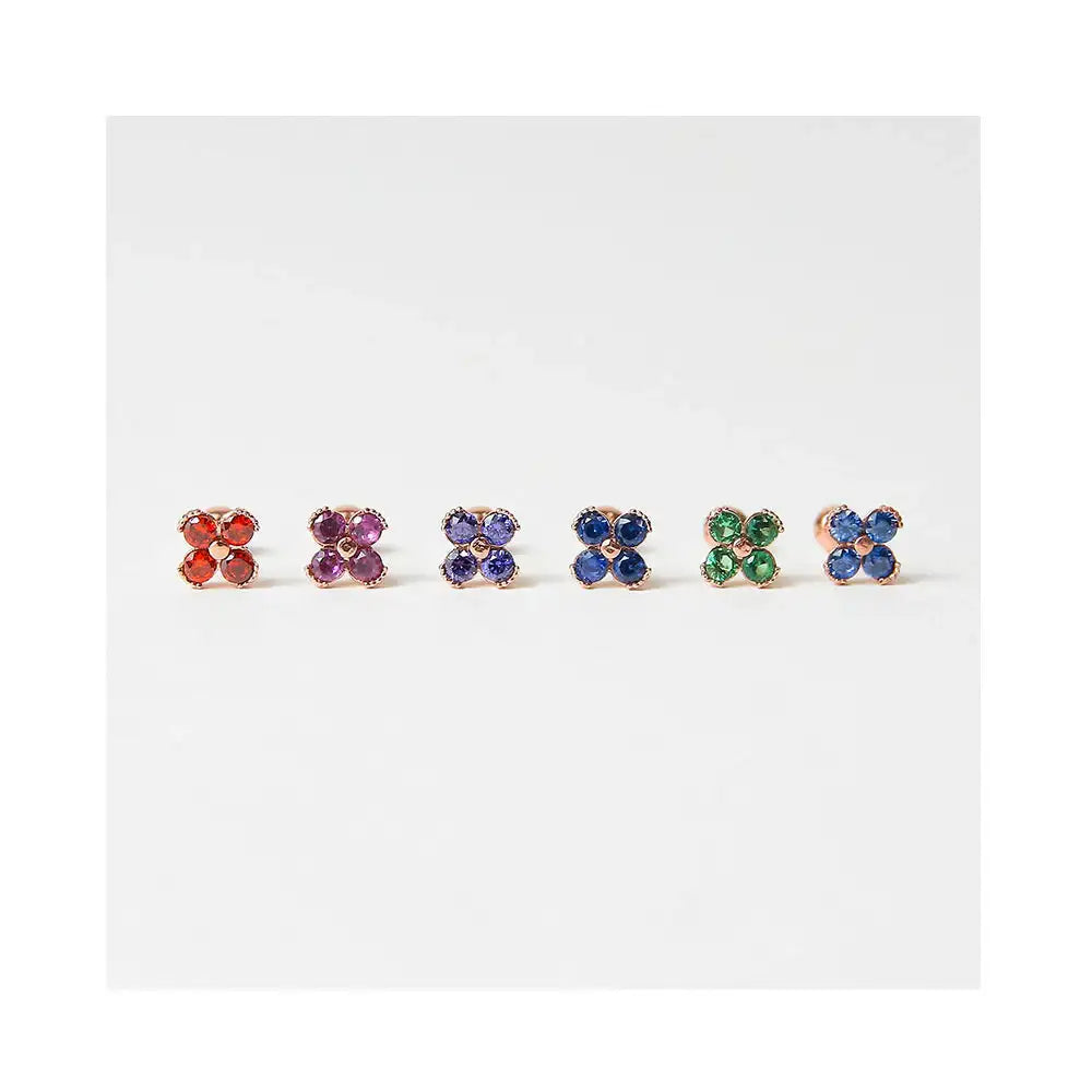 CLUE - Blossom 10K White Gold Ear Pierce (Birthstone) - CLUE - Jewelry - Harumio