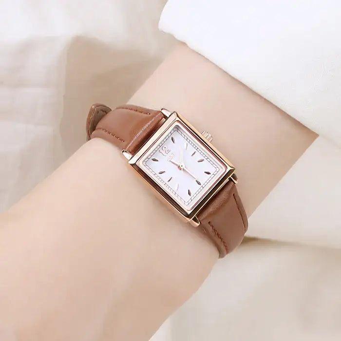 OST - Brown Women's Rectangular Leather Watch - OST - Watch - Harumio