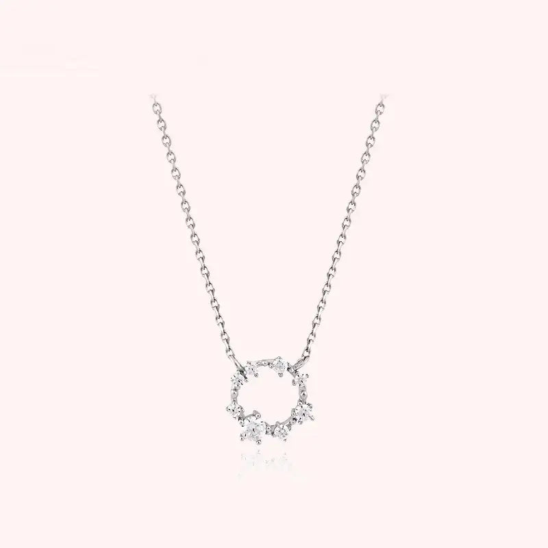 CLUE - Basic Cubic Round Silver Necklace - CLUE - Jewelry - Harumio