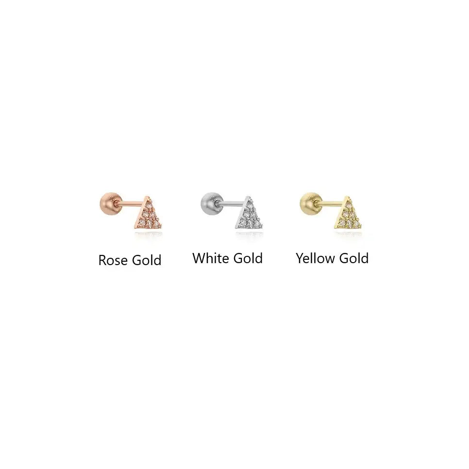 CLUE - Triangular Cubic 10K/14K Gold Ear Pierce - CLUE - Jewelry - Harumio