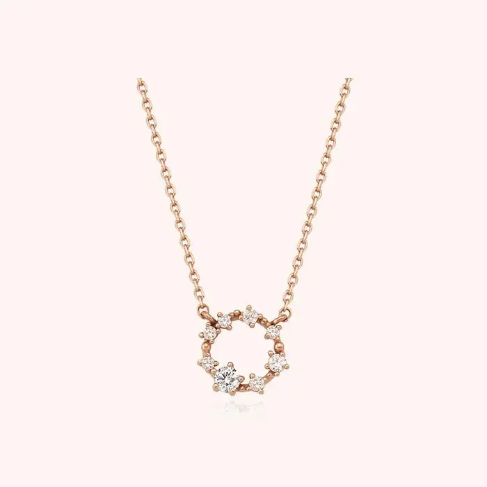 CLUE - Basic Cubic Round Rose Gold Necklace - CLUE - Jewelry - Harumio