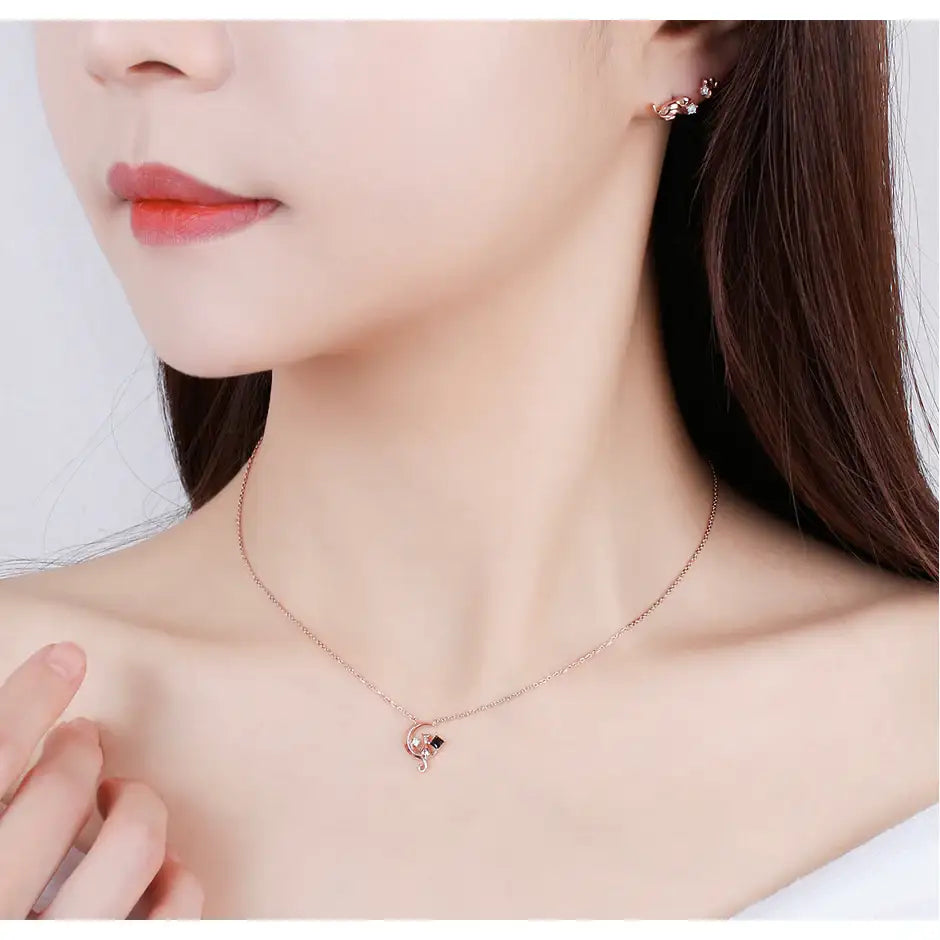 CLUE - Good Luck August Cat Silver Necklace - CLUE - Jewelry - Harumio