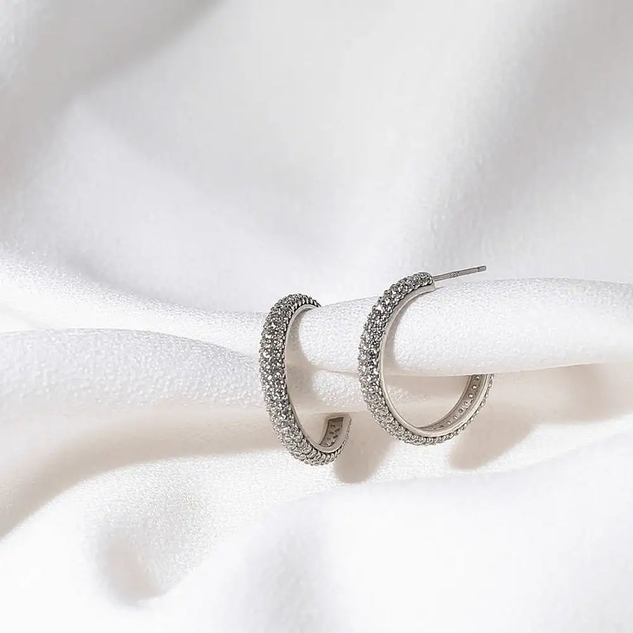 CLUE - Pin Type Cubic Silver Ring Earrings - CLUE - Jewelry - Harumio