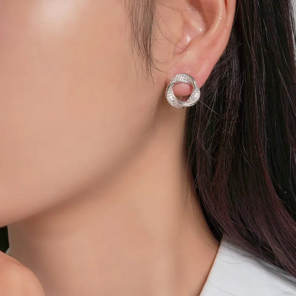 OST - Vermeil Wave Pavé Cubic Earrings - OST - Jewelry - Harumio