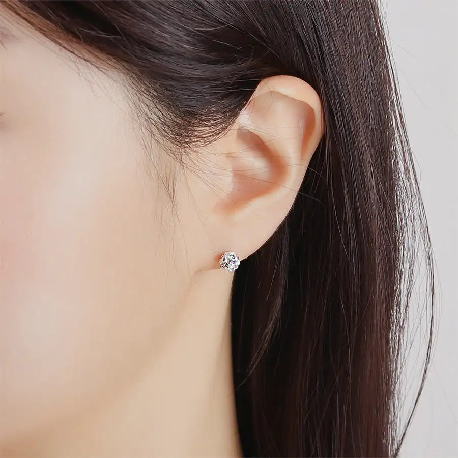CLUE - Simple Cubic Ball Silver Earrings - CLUE - Jewelry - Harumio
