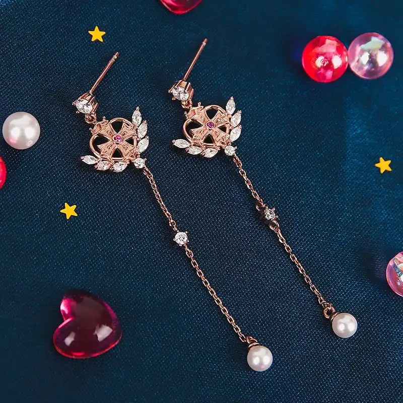 Saint Tail x Clue - Saint Heart Long Drop Silver Earring - CLUE - Jewelry - Harumio