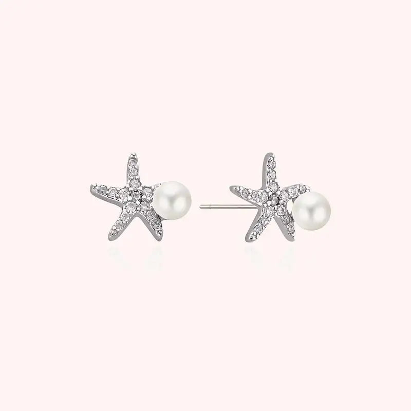 CLUE - Starfish Pearl Silver Earrings - CLUE - Jewelry - Harumio