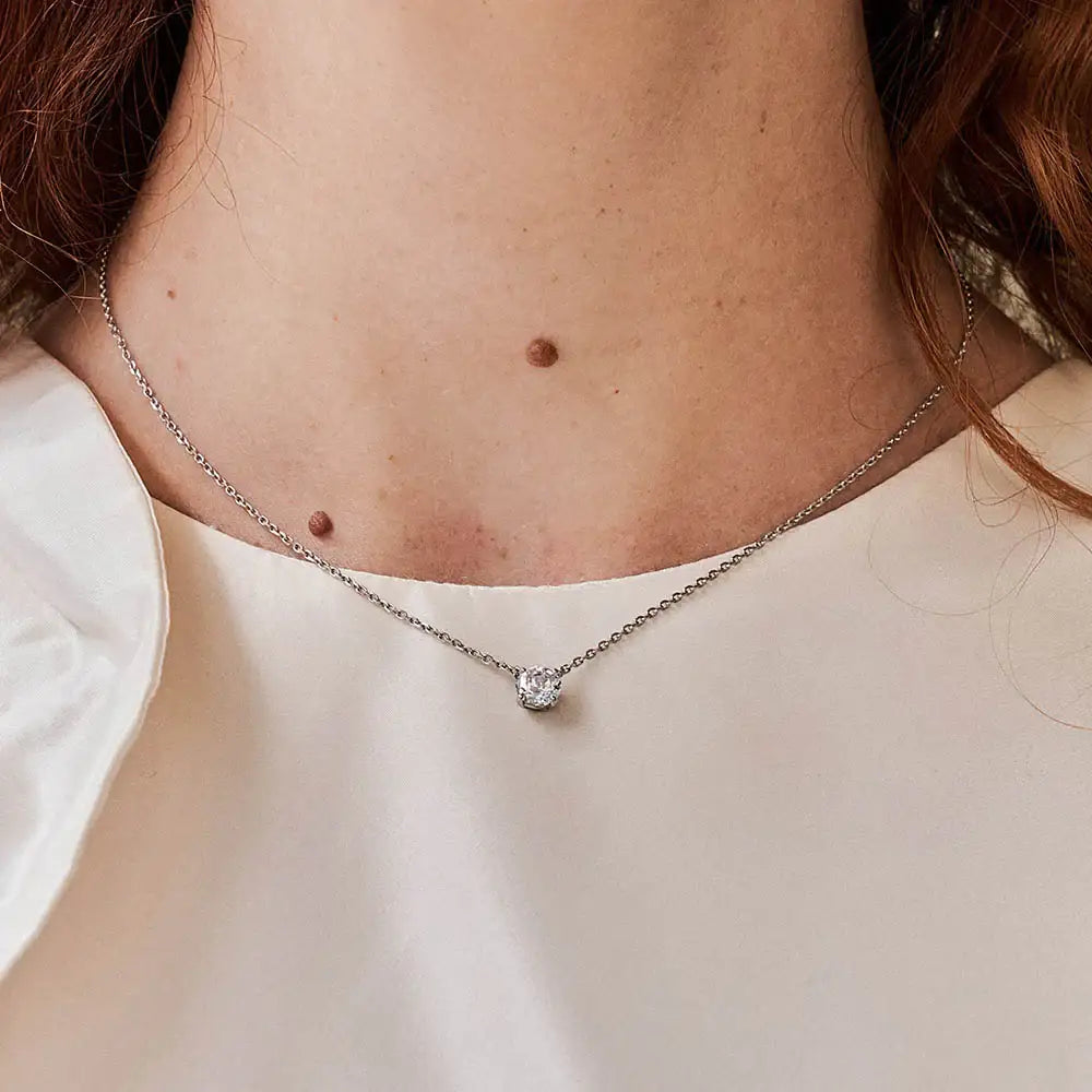 OST - Simulated Diamond Round Silver Necklace - OST - Jewelry - Harumio