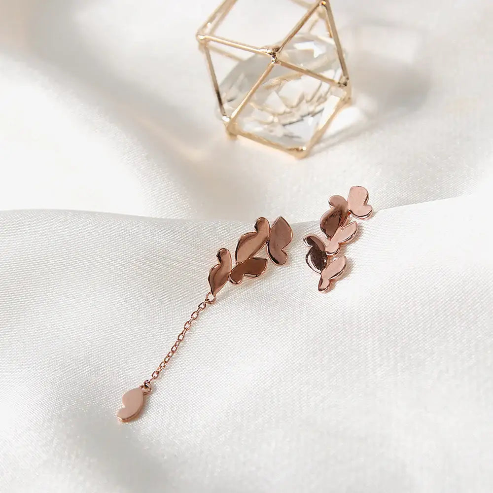 Bloom x AHNI - Butterfly Silhouette Chain Drop Silver Earrings - Bloom x AHNI - Jewelry - Harumio