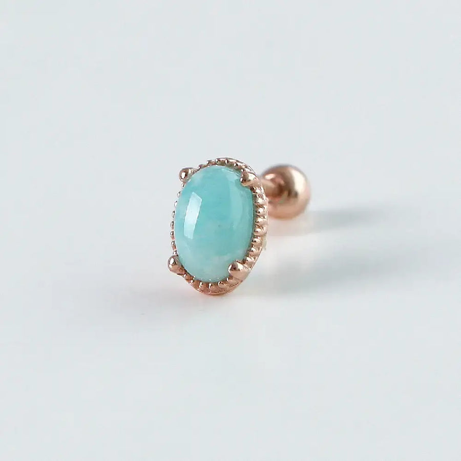 CLUE - Wish Spell Amazonite Natural Stone Oval Silver Piercing - CLUE - Jewelry - Harumio