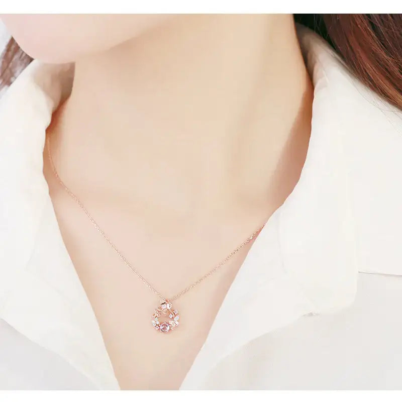 CLUE - Midsummer Night's Romance Hydrangea Rose Gold Necklace - CLUE - Jewelry - Harumio