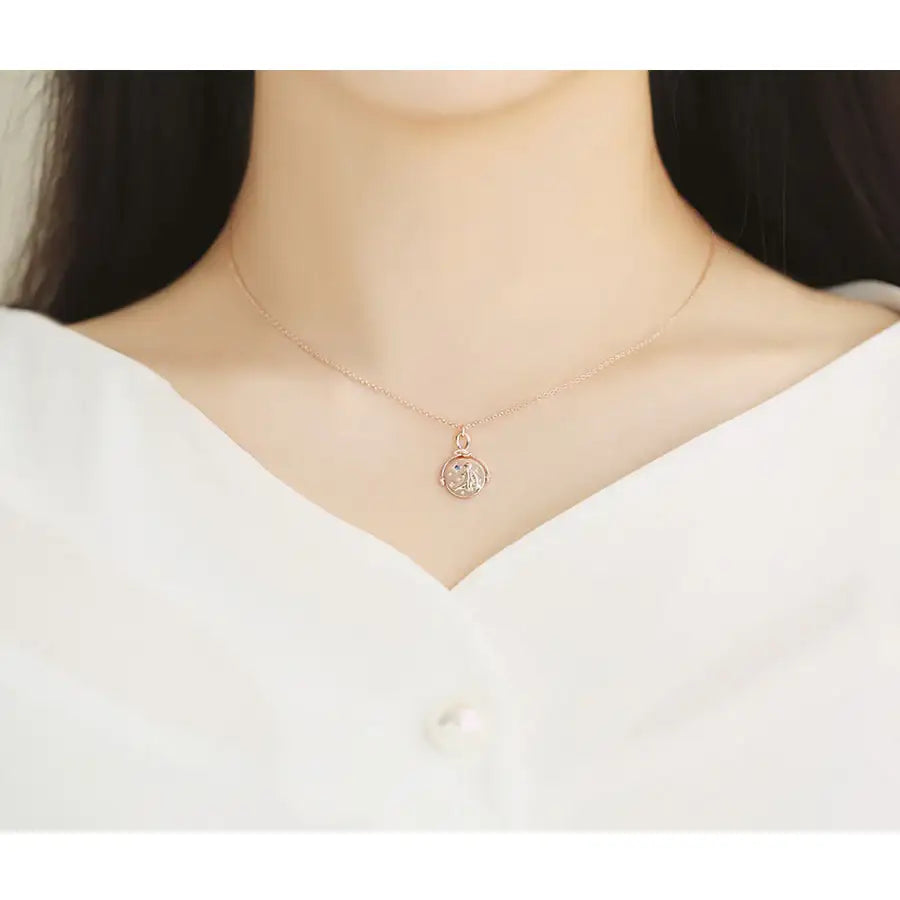 Le Petit Prince x OST - Double-sided Planet Rose Gold Coin Necklace - OST - Accessories, Jewelry - Harumio