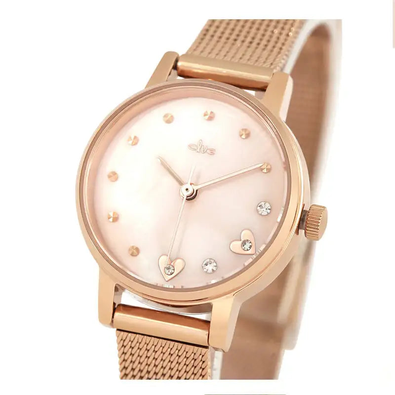 CLUE - Romantic Love Rose Gold Mesh Watch - CLUE - Watches - Harumio