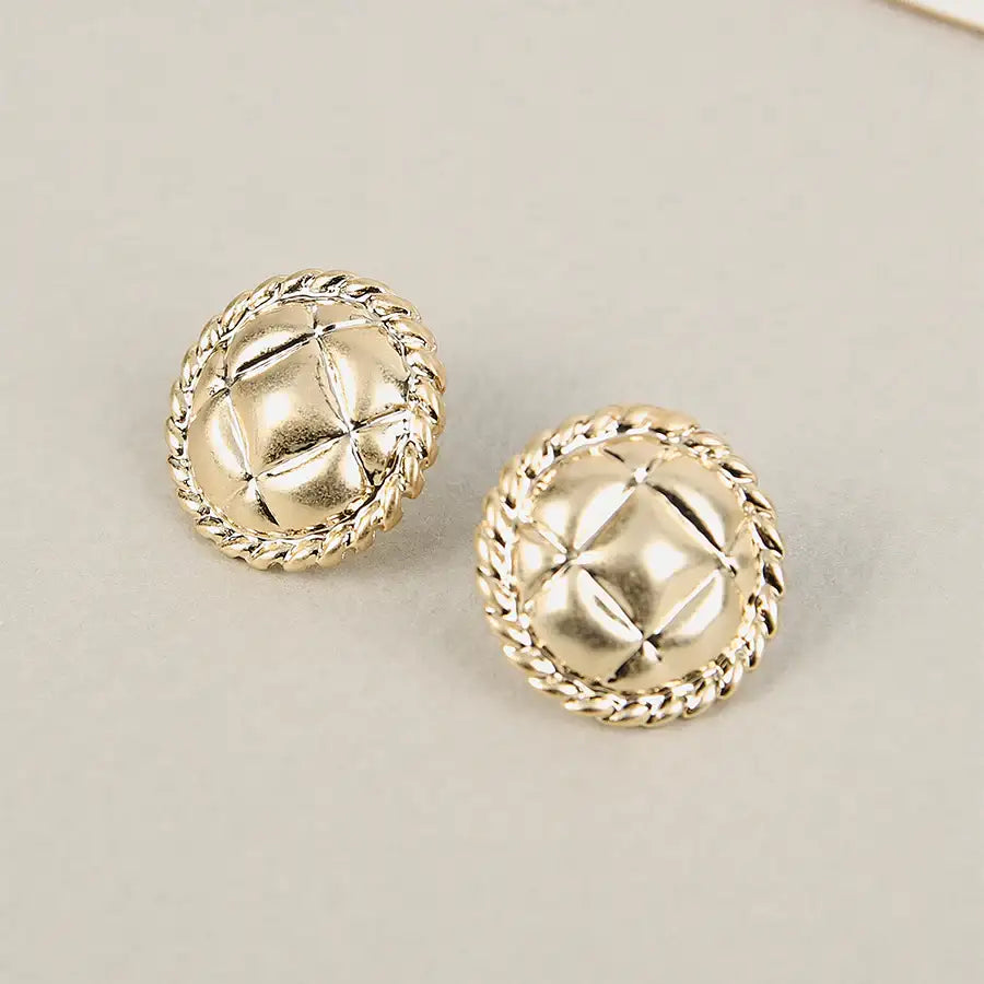 CLUE - Round Embossed Fashion Earrings - CLUE - Jewelry - Harumio