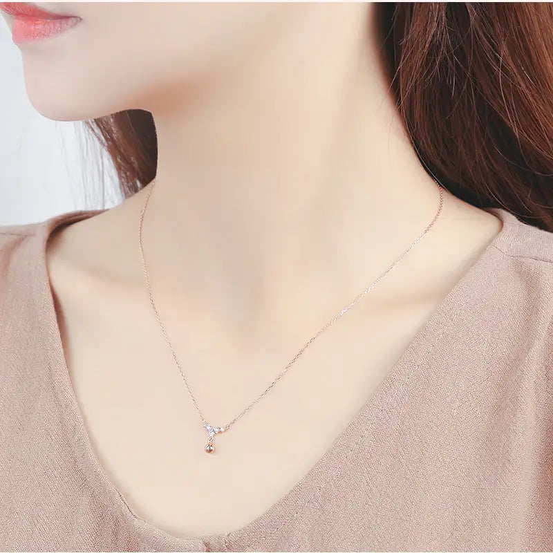 CLUE - Simple Mini Ball Rose Gold Silver Necklace - CLUE - Jewelry - Harumio