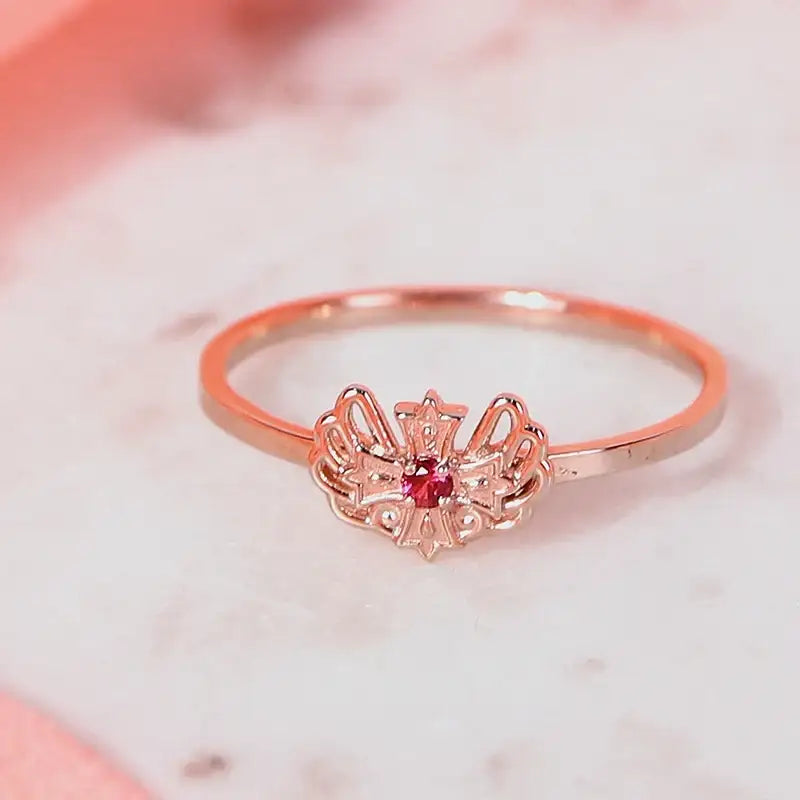 Saint Tail x Clue - Angel Wing Cross 14K Gold Miss Ring - CLUE - Jewelry - Harumio