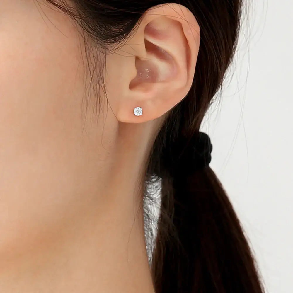 OST - Simulated Diamond 0.3ct Solitaire Ear Pierce - OST - Jewelry - Harumio