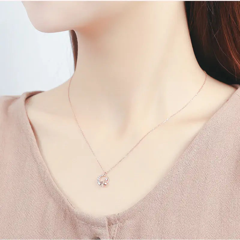 CLUE - Petite Flowery Rose Gold Silver Necklace - CLUE - Jewelry - Harumio