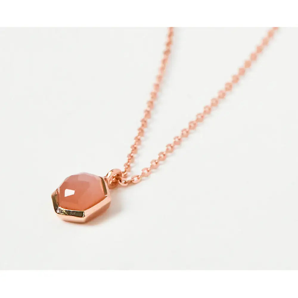 CLUE - Wish Spell Peach Moonstone Natural Stone Silver Necklace