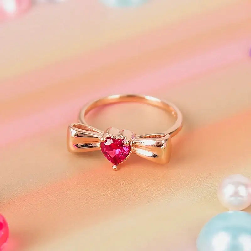 Saint Tail x Clue - Saint Heart Ribbon Silver Ring - CLUE - Jewelry - Harumio
