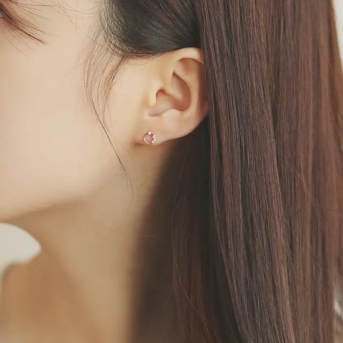 OST - Cubic Round Rose Gold Earrings - OST - Jewelry - Harumio