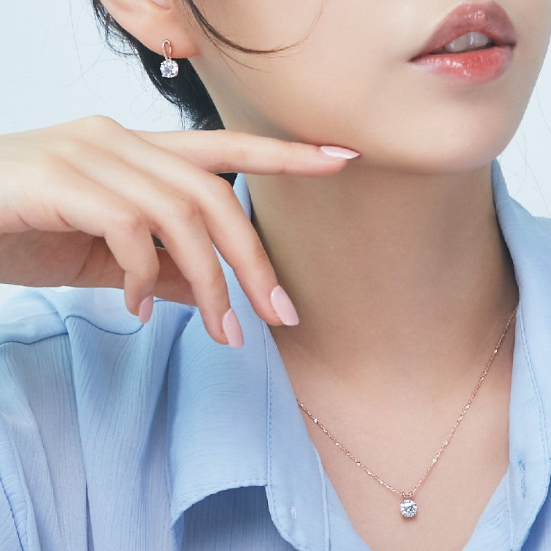 CLUE - Dangle Diamond Rose Gold Necklace - CLUE - Jewelry - Harumio