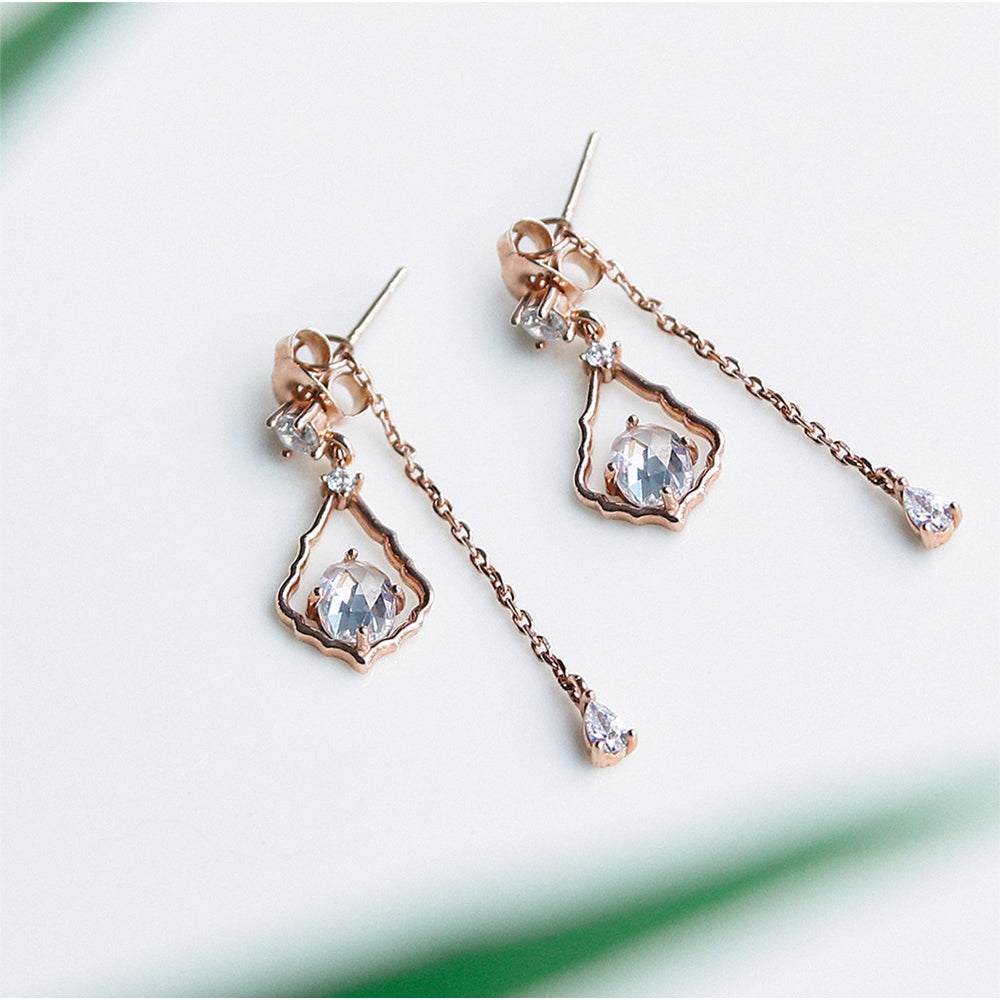 CLUE - Alli Ice Peace Chain Drop Rose Gold Earrings