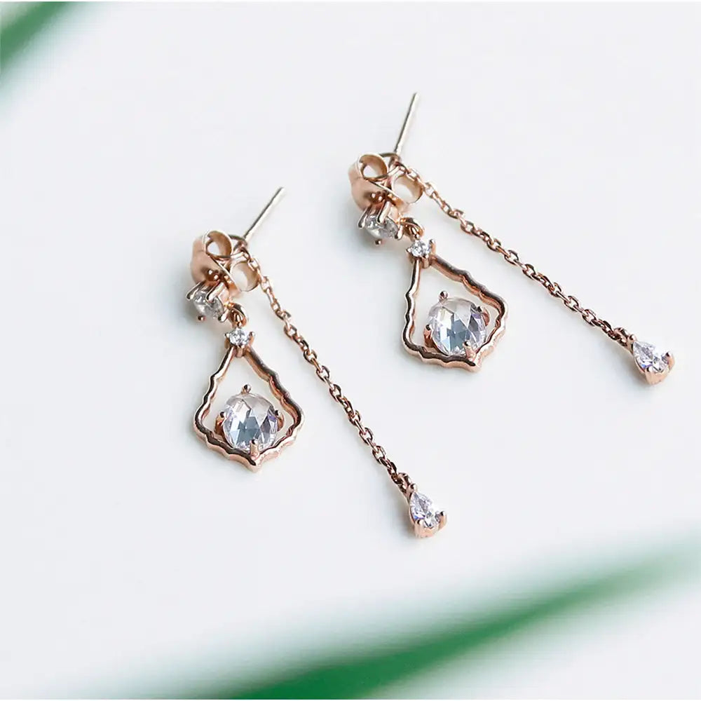 CLUE - Alli Ice Peace Chain Drop Rose Gold Earrings - CLUE - Jewelry - Harumio