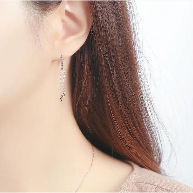 CLUE - Shine Drop Rose Gold Silver Earrings - CLUE - Jewelry - Harumio