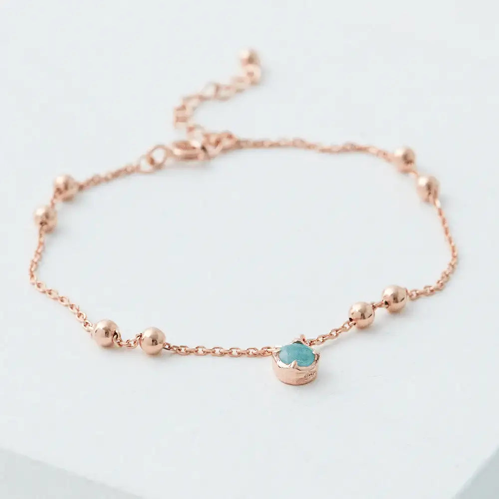 CLUE - Wish Spell Natural Stone Ball Chain Silver Bracelet