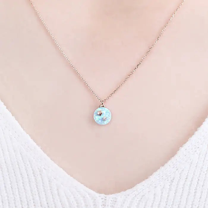 OST - Sky Blue Star Rose Gold Necklace - OST - Jewelry - Harumio